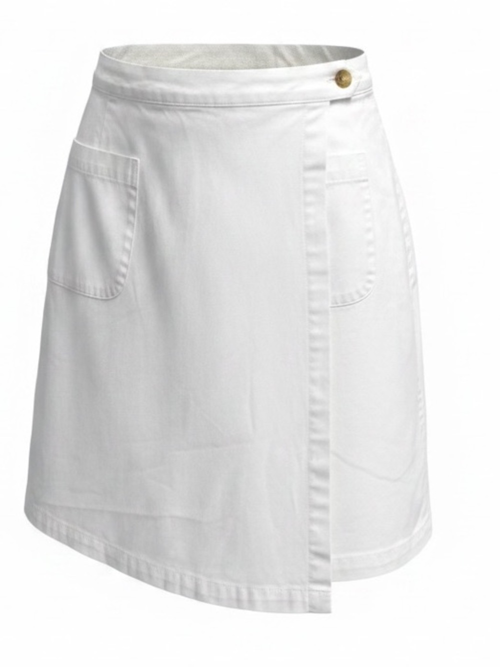 Real Comfort woman’s White-A-Line Wrap Skirt w/Front Pockets Cotton SZ 12 EUC